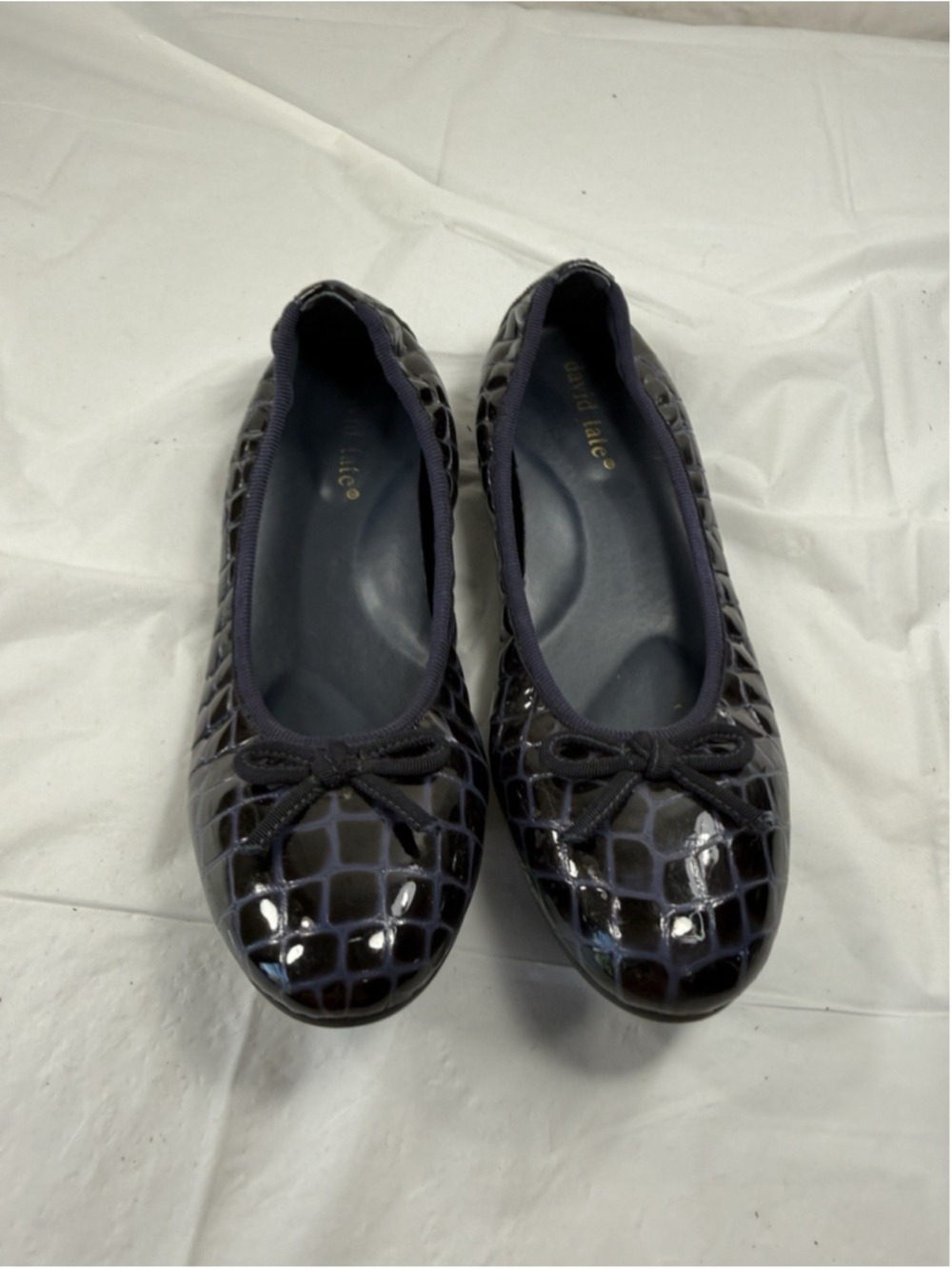 David Tate Glow ballet flats navy croc-print patent leather size 8.5 Super Slim